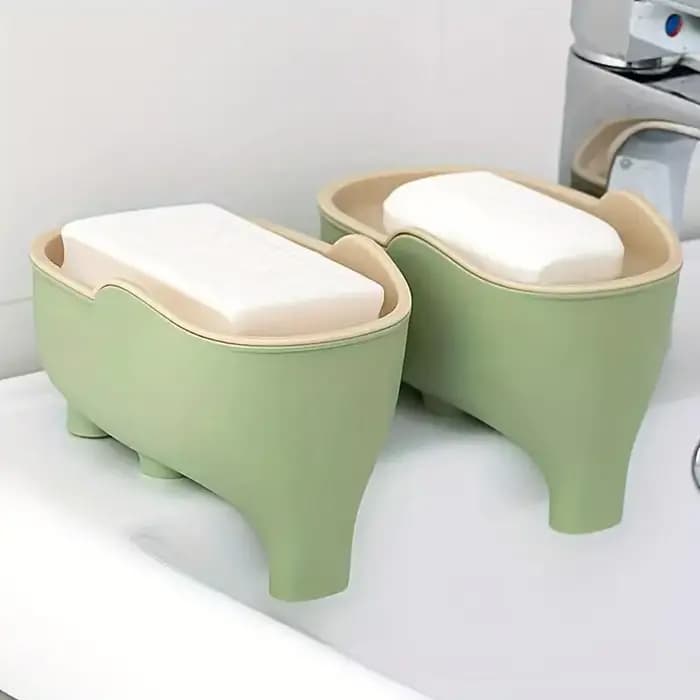 Boîte à savon double couche en forme d'éléphant