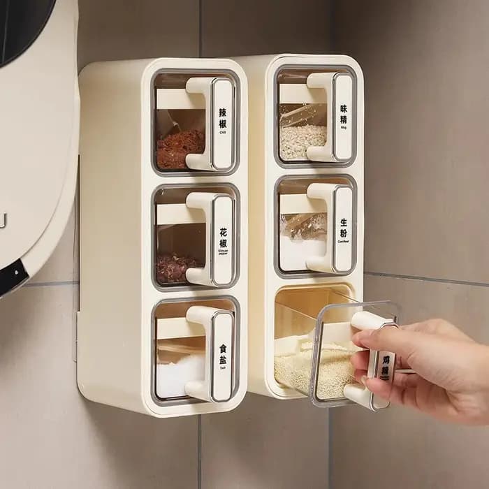 Boîte à Épices Murale pour Cuisine Domestique – Ensemble Combiné de Récipients à Sel