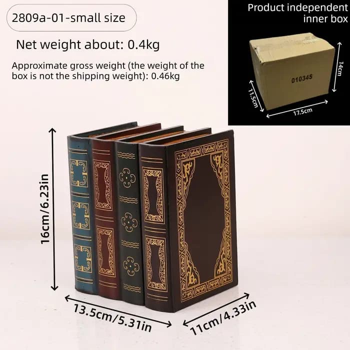 Accessoires de décoration rétro européens en forme de faux livre, boîte de rangement pour bijoux, bo