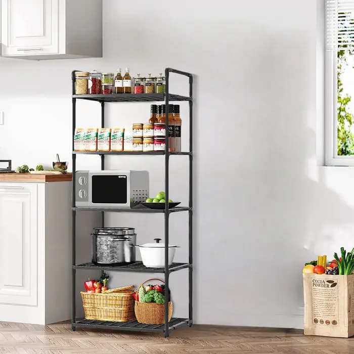 Étagère de rangement métallique à 5 niveaux avec étagères réglables