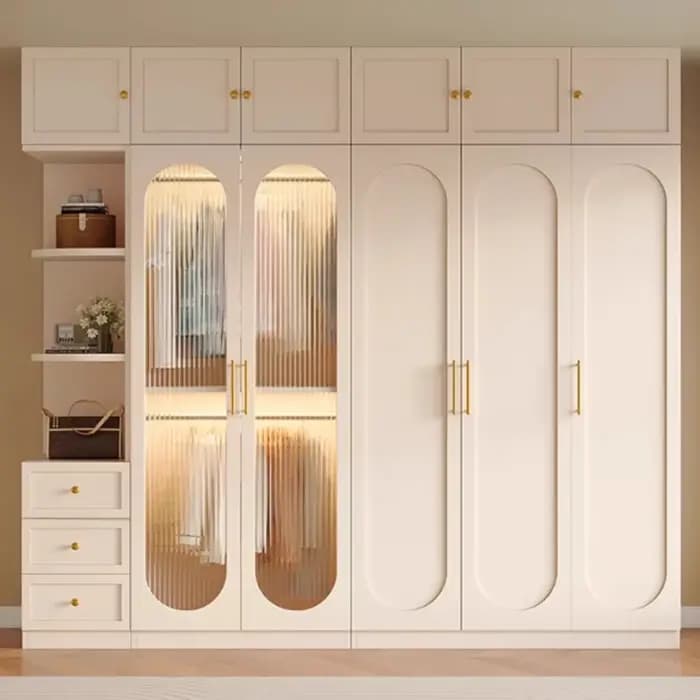 Organisateur De rangement armoire De luxe placard en bois massif armoire vitrine en verre Armario Armable De Ropa meubles chambre