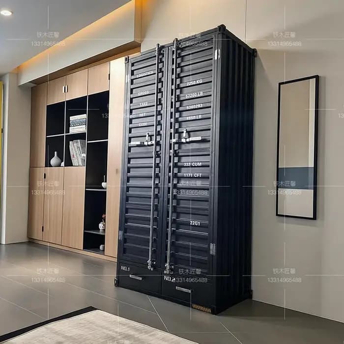 Cube noir armoire métal artisanat support lourd Patio