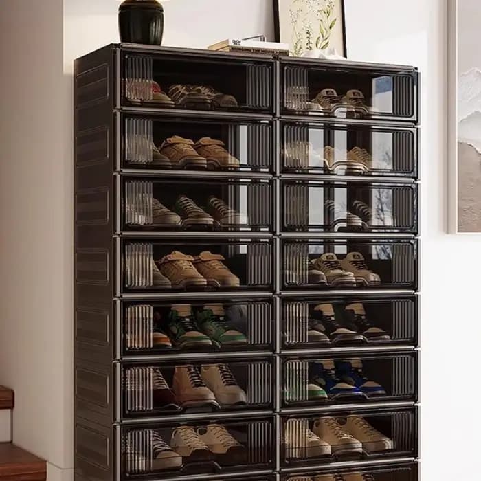 Étagère à chaussures transparente en plastique multicouche