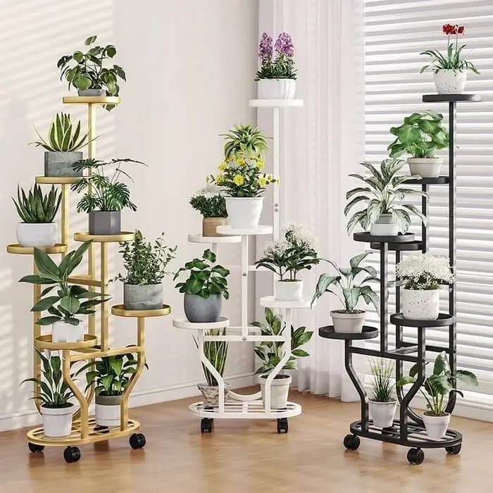 Support pour plantes, support pour fleurs, organisateur de pots de fleurs, fer à 9 couches, étagère de rangement pour plantes, support pour pots, rouleau organisateur