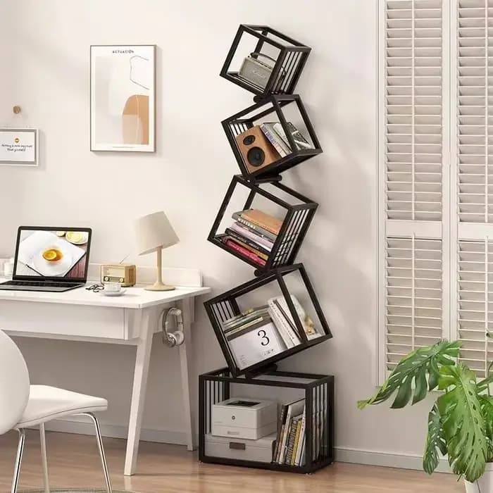 Étagère d'art en fer pour décoration de salon moderne, bibliothèque d'étude de bureau, support de rangement multicouche pour organiser des livres et des décorations