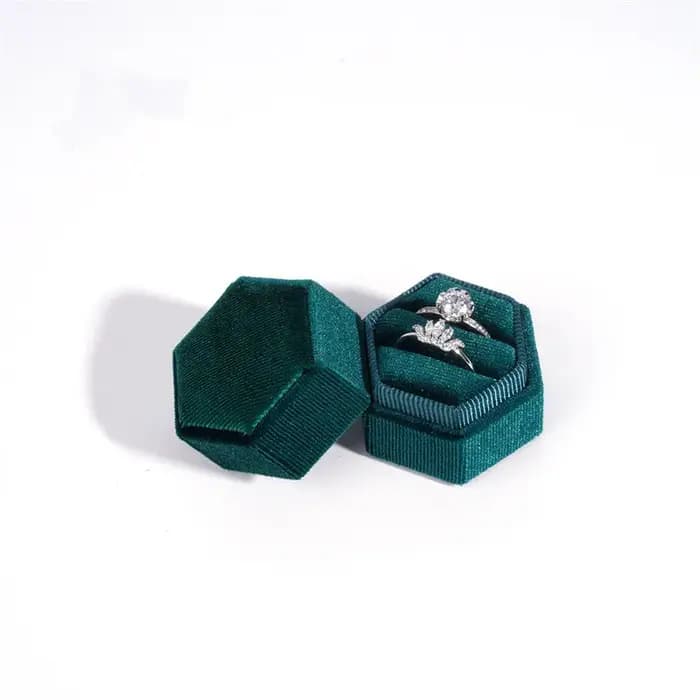 Boîte à matiques hexagonale en velours pour mariage, boîte d'emballage de bijoux, boîte à matiques h