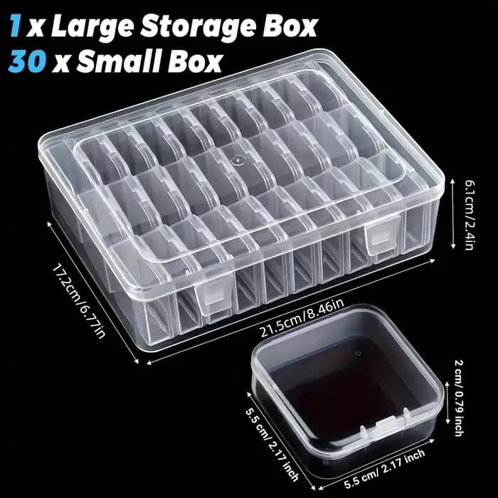 30 petits contenants de rangement en plastique