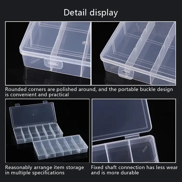 Boîte de rangement à 6 compartiments, boîte de rangement de bijoux en plastique, adaptée aux cils, finition domestique noire pour les yeux, transparente anti-poussière