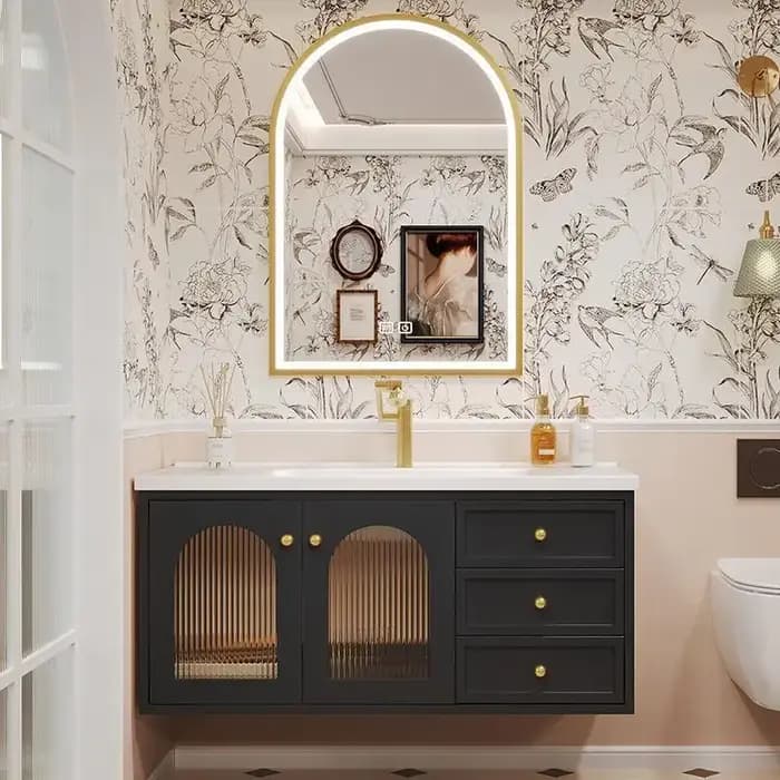 Meubles de rangement pour salle de bain, meubles d'intérieur modulaires, meuble-lavabo double vasque