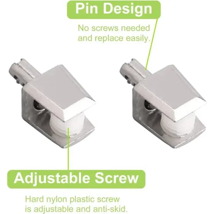 Supports d'étagère en verre 20 pièces: Clips muraux réglables en alliage de Zinc chromé poli avec broche