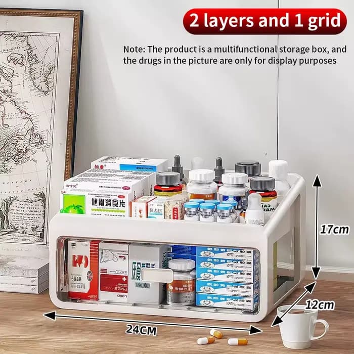 Boîte de rangement multifonctionnelle pour médicaments, grande capacité, organisateur de bureau pour