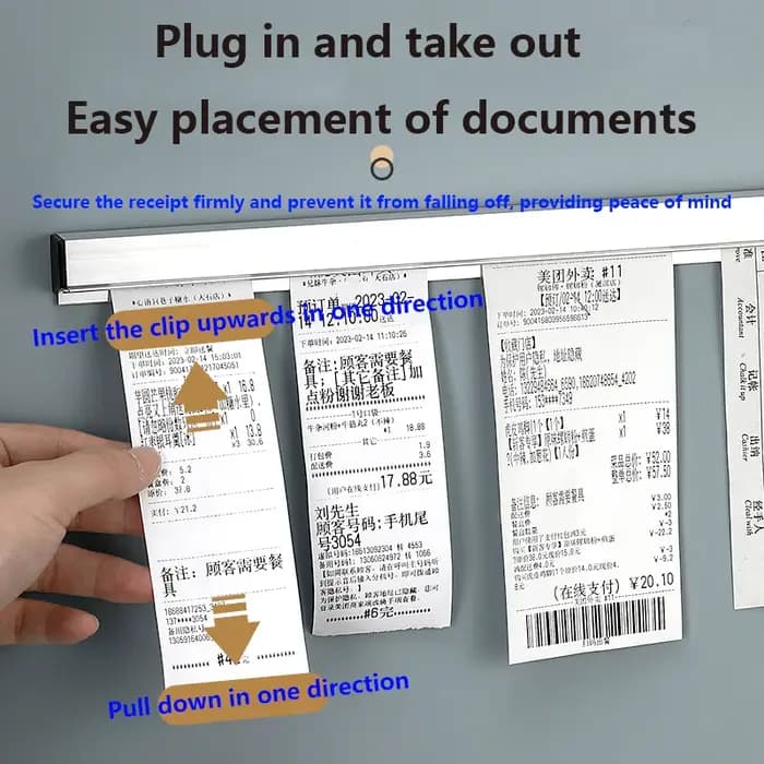 30/40/50/60cm onglet de billet reçu support suspendu Bar cuisine ordre porte document outil