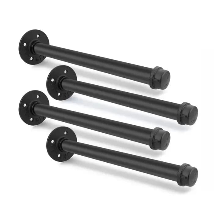 Support d'étagère flottant mural en fer noir, 4 pièces, fabrication soignée, support d'étagère de ra