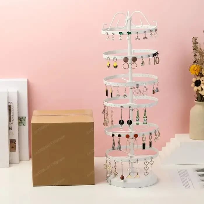 Support de boucles d'oreilles rotatif à 6 niveaux, présentoir multicouche pour goujons et cerceaux,