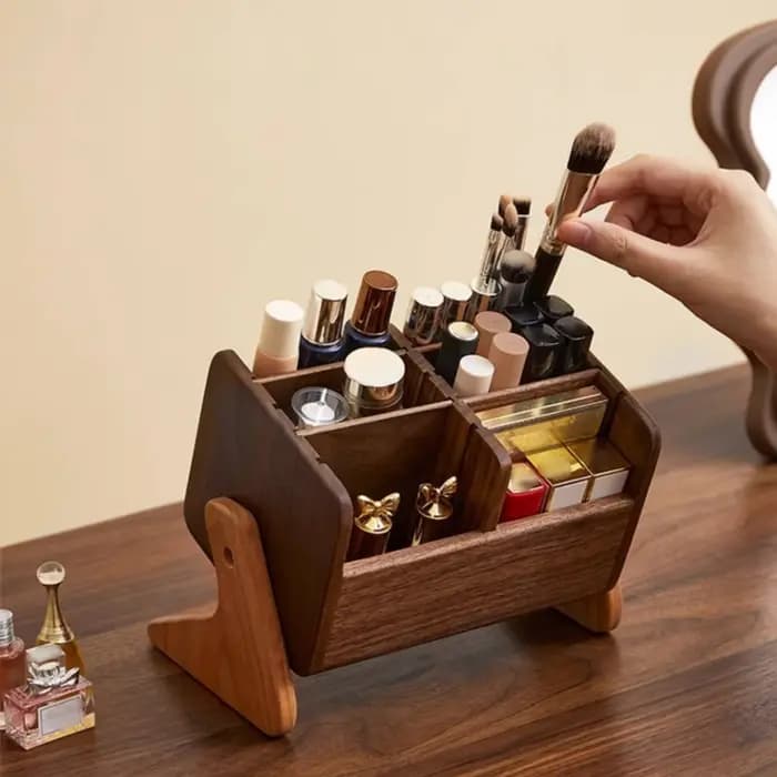 Boîte de rangement cosmétique en bois