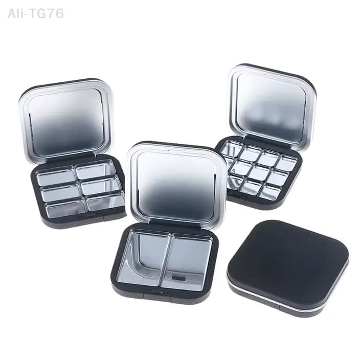 Palette de maquillage magnétique vide carrée noire mate avec miroir