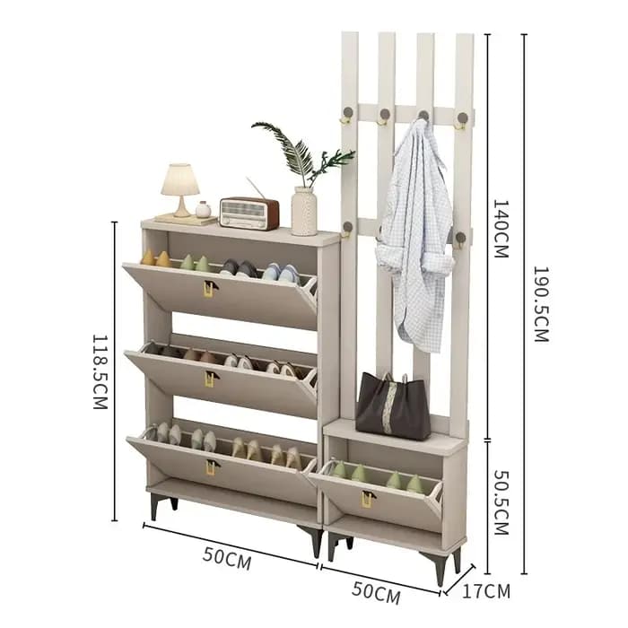Meuble à chaussures italien avec portes et assise