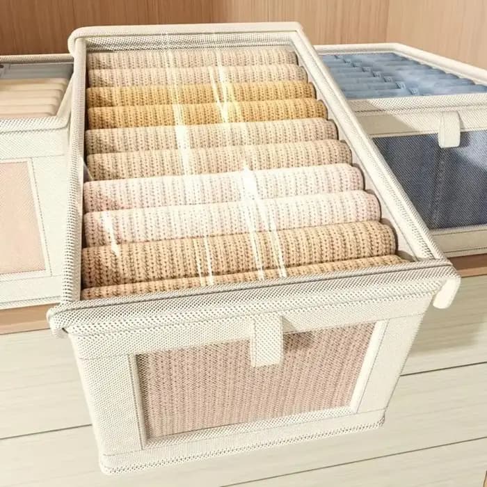 Boîte de rangement pour vêtements empilable avec fermeture éclair et couvercle