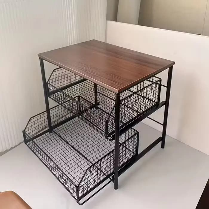 1 support de rangement pour comptoir de cuisine peu encombrant avec tiroirs et paniers métalliques -