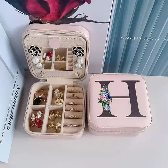 Boîte à bijoux en cuir personnalisée avec fermeture éclair