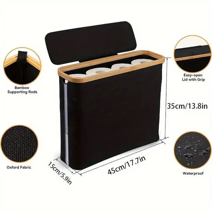 Panier de rangement pour papier toilette avec fenêtre transparente et couvercle