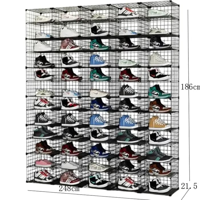 Étagère à chaussures suspendue en métal multicouche pliable