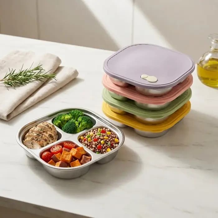 Boîte à bento en acier inoxydable 304 compatible micro-ondes