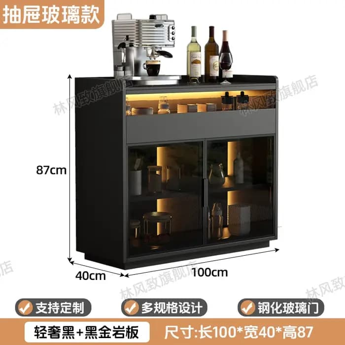 Tiroirs casier de rangement armoires de salon vitrines dalle de roche buffet noir vitrine porte en verre meubles maison