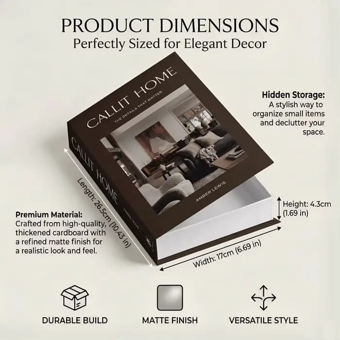 Boîte de rangement décorative en forme de faux livre