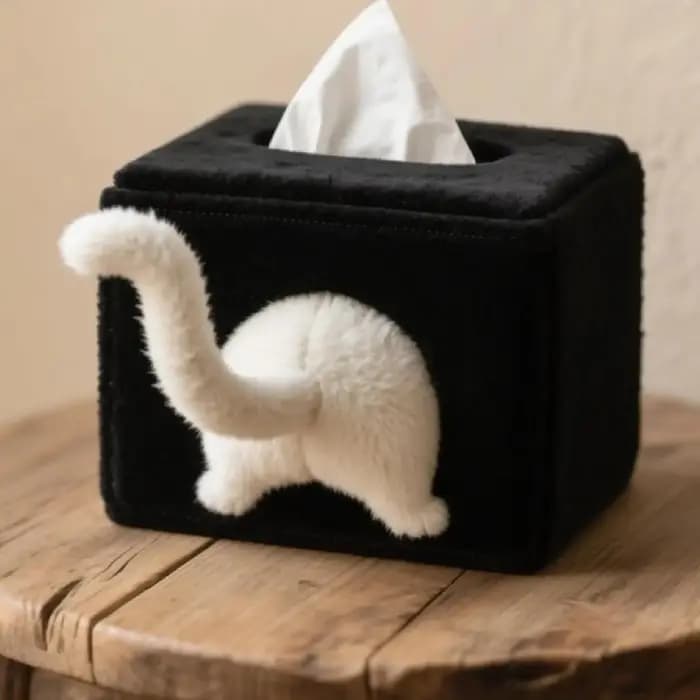 Boîte à mouchoirs en forme de chaton mignon et coquin, boîte à serviettes créative, boîte à poupée e