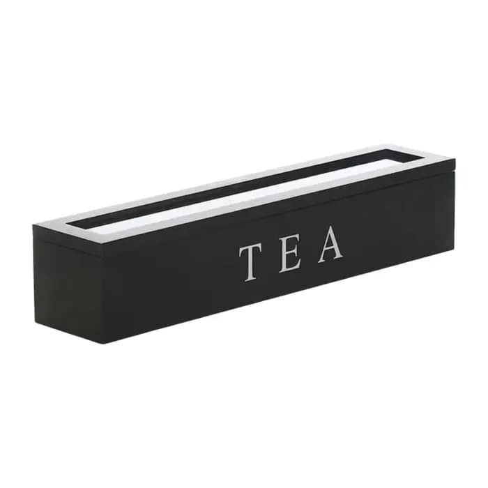 Boîte de rangement en bois pour sachets de thé avec fenêtre transparente