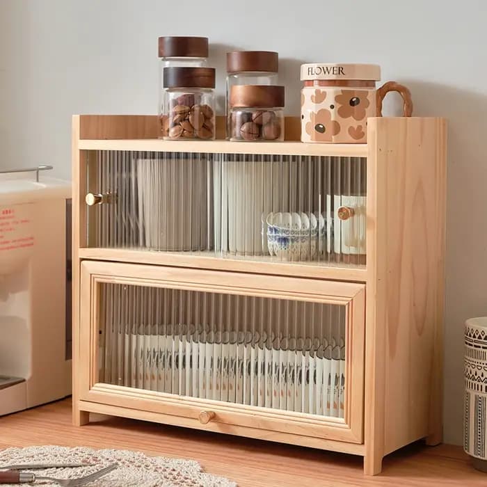 Armoire de rangement en verre de bureau de style rétro