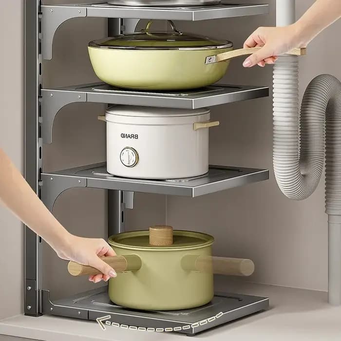 Étagère de rangement de cuisine multicouche en acier inoxydable