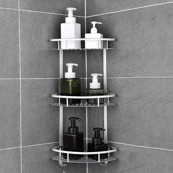 Support de douche d'angle mural à 3 niveaux/étagère de rangement