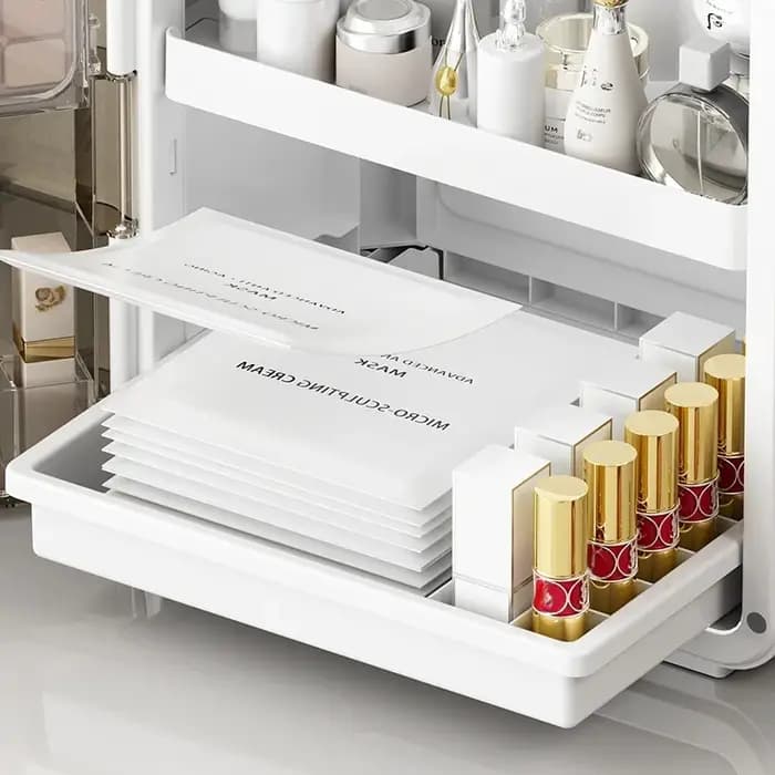 Armoire de rangement cosmétique haut de gamme, tiroir de coiffeuse domestique, support de rangement, boîte de rangement cosmétique en plastique de grande capacité
