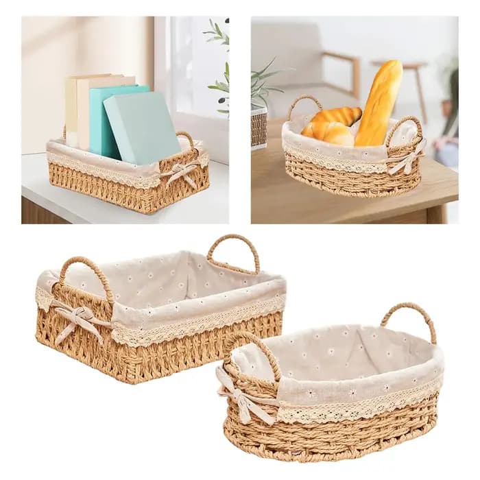 Paniers de rangement tissés à la main avec boîte à cosmétiques Foy