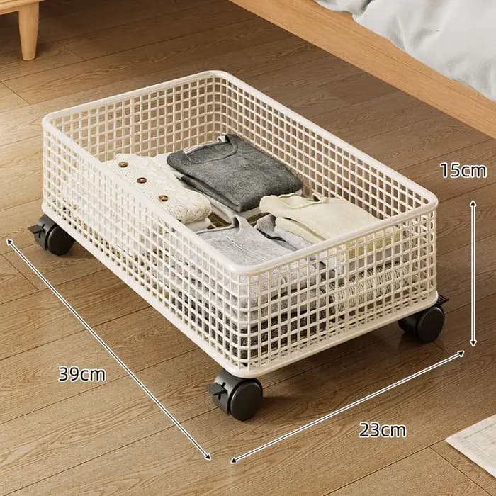 Boîte de rangement plate sous le lit avec roulettes, étagère de rangement d'armoire extractible pour