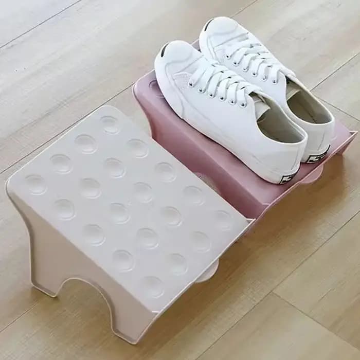 Étagère à chaussures empilable à 2 niveaux en plastique