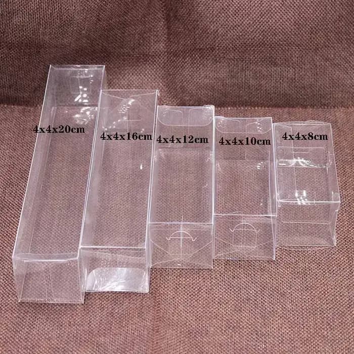 Boîte d'emballage en PVC transparent, 1 lot = 10 pièces, 4x4x8/10/12/16/20cm, vente en gros, emballa
