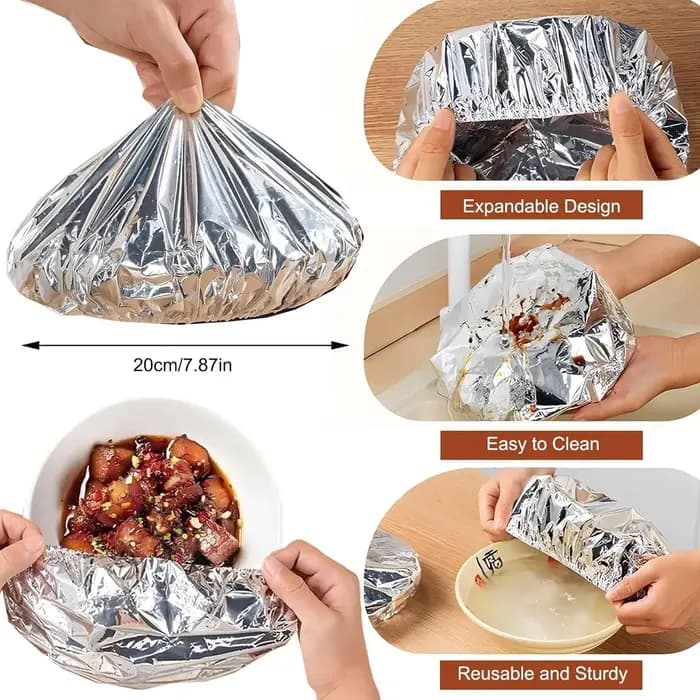 Couvre-plats réutilisables écologiques en aluminium, durables et isolants, pour bols, plats, rangement de cuisine et cuisson quotidienne