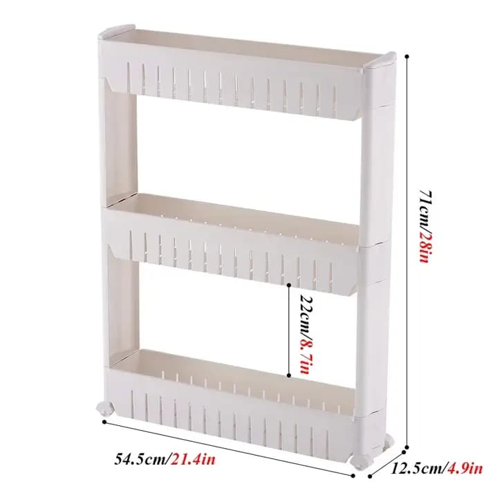 Étagère mobile mince à 3 couches – Support de garde-manger peu encombrant pour cuisine, salle de bain et réfrigérateur