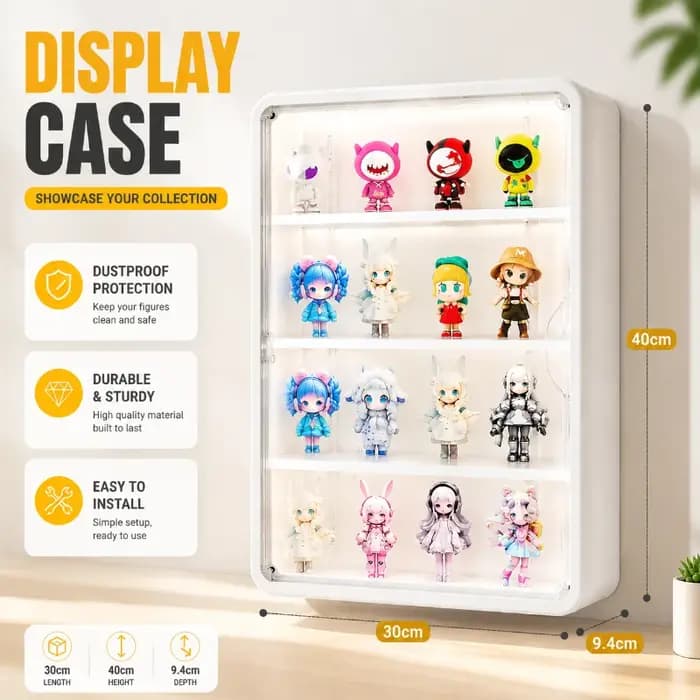 Armoire de rangement murale blanche anti-poussière à 4 niveaux, disposition en grille multi-spécific
