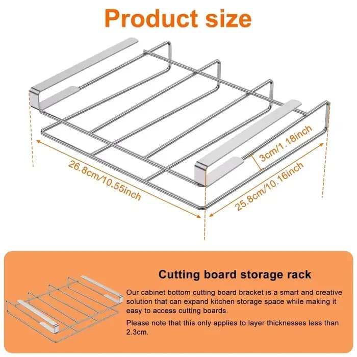 Support de planche à découper en acier inoxydable sous l'armoire - Étagère de rangement suspendue pour planches