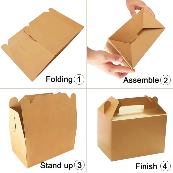 10 boîtes cadeaux en papier kraft avec poignées