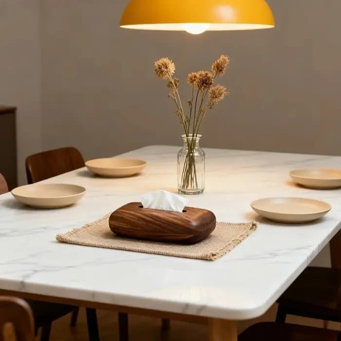 Boîte à mouchoirs en bois de noyer