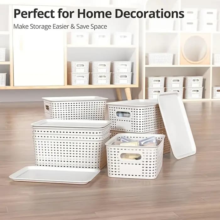 6 boîtes de rangement empilables avec couvercles