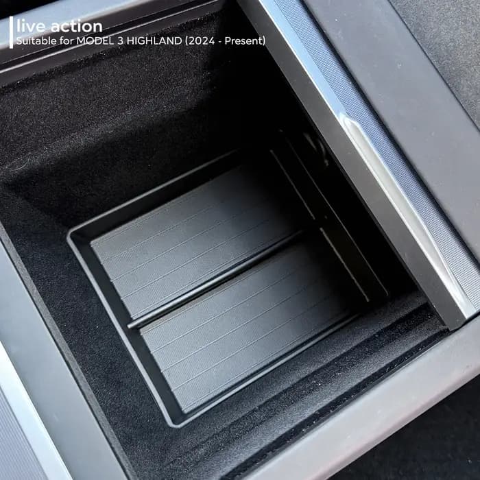 TEKSY Pour Tesla Nouveau Modèle 3 HIGHLAND 2025 2026 Boîte de rangement pour accoudoir de console centrale