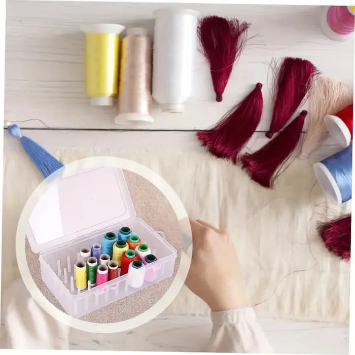  Boîte de rangement de fil à coudre 42 bobines, boîte de rangement de fil à coudre Portable en plastique transparent de grande capacité pour fournitures de broderie