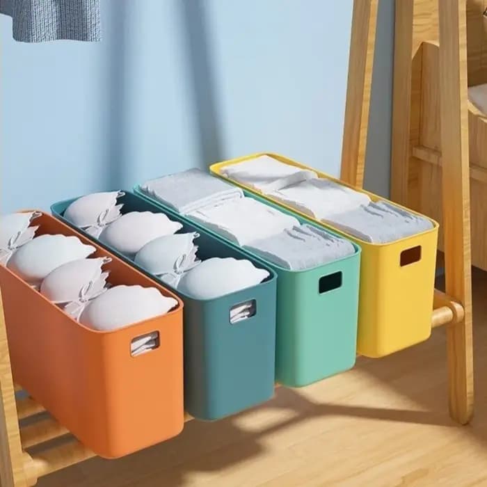 Boîte de rangement étroite et longue en plastique avec couvercle pour sous-vêtements
