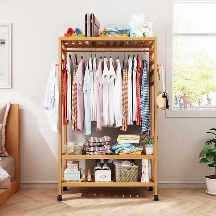 Porte-vêtements roulants porte-vêtements suspendus robustes avec des étagères de rangement pour vête